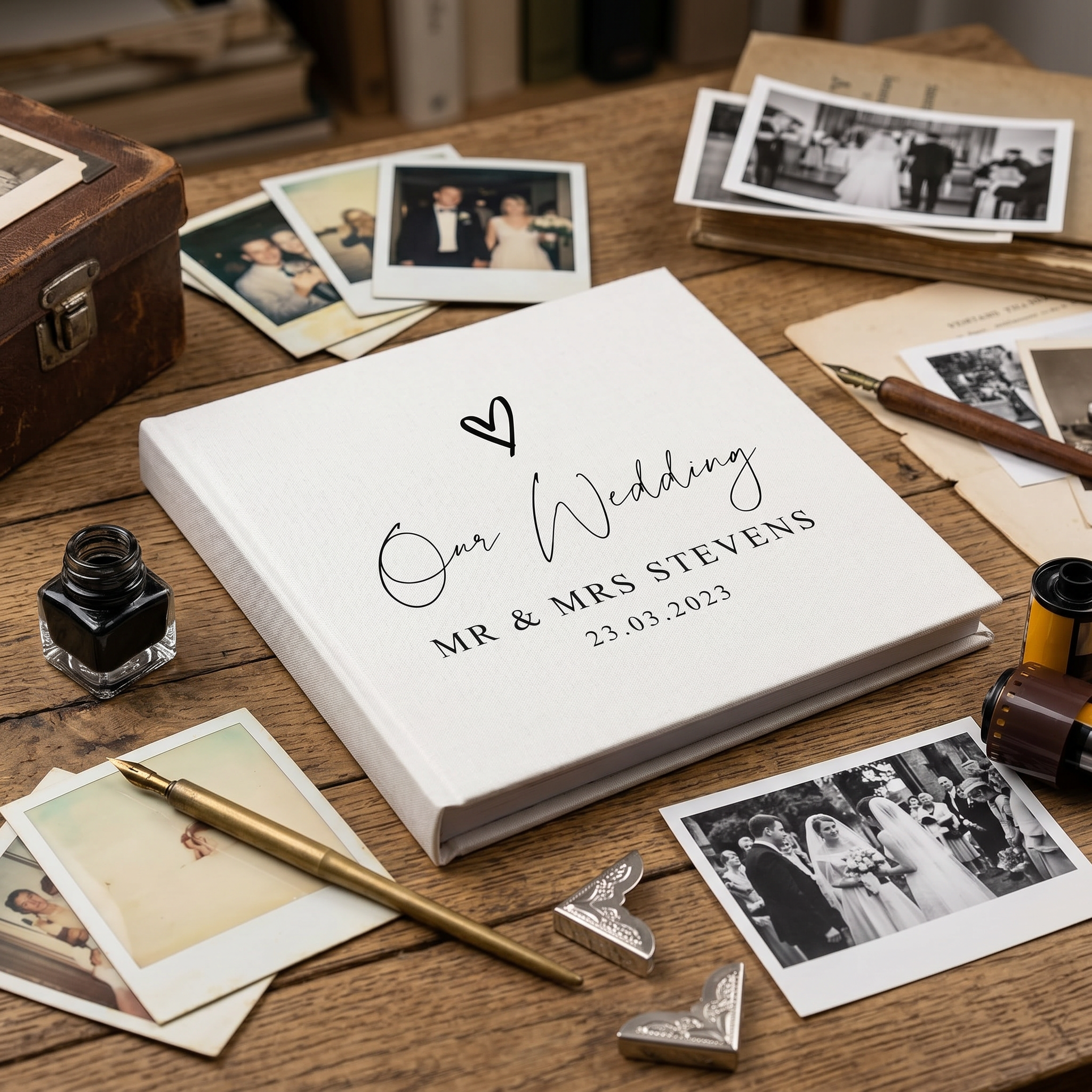 Large Traditional Book Bound Personalised Wedding Photo Album With Heart photo album ukgiftstoreonline