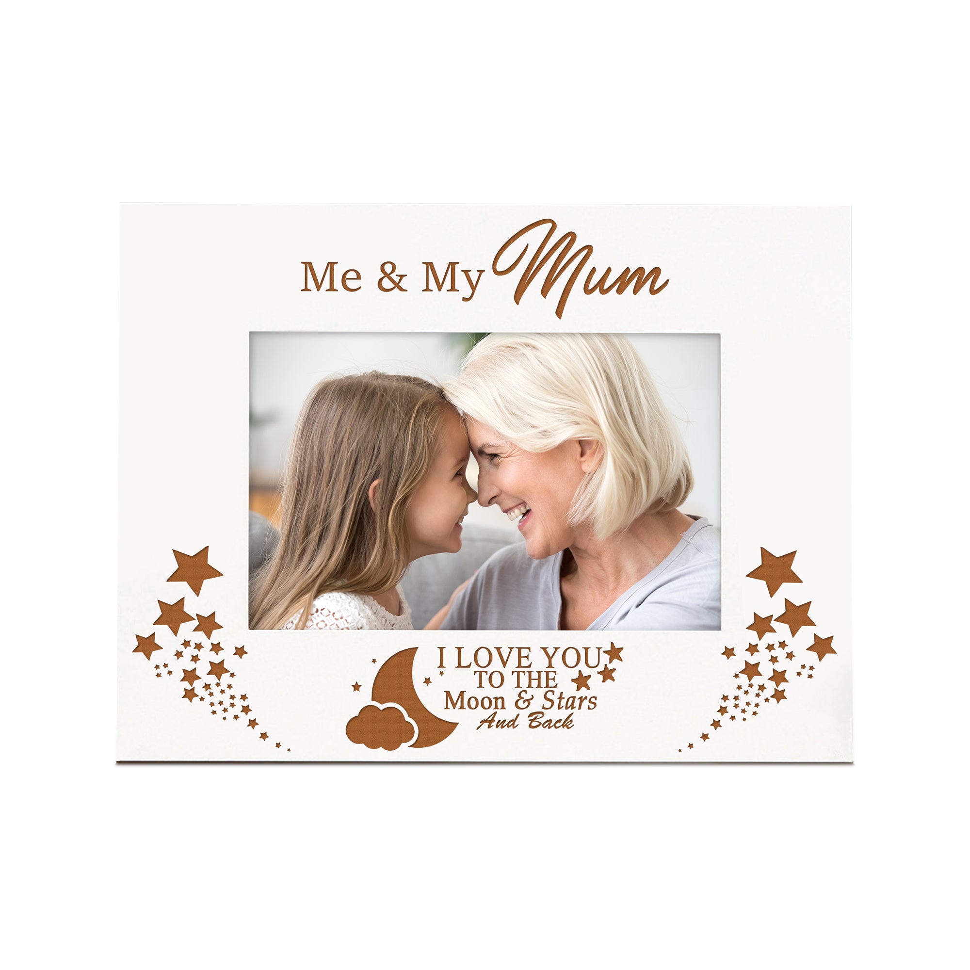 White Engraved Me and Mummy Photo Frame Gift Love You To The Moon Photo Frame ukgiftstoreonline