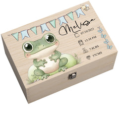 Personalised Wooden Baby Memory Keepsake Box With Cute Animals