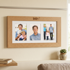 Wooden Photo Frame - Dad Triple 6x4 Picture Frame | Rustic Wall Hanging Photo Frame ukgiftstoreonline