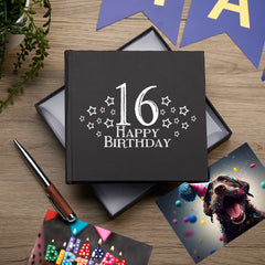 16th Birthday Black Photo Album Gift For Him With Star Design