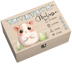 Personalised Wooden Baby Memory Keepsake Box With Cute Animals