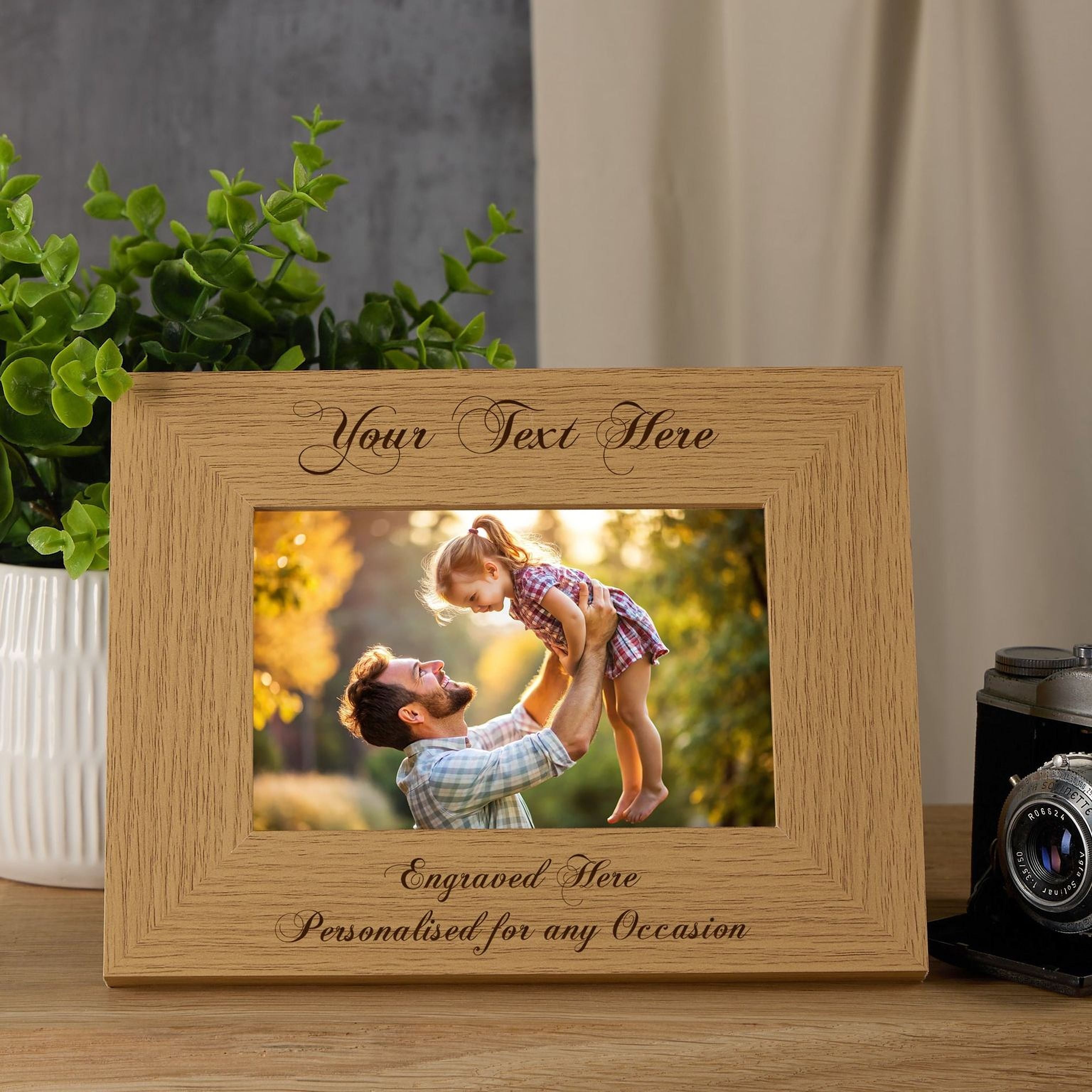Personalised Wooden Photo Frames Custom Engraved Any Message Multiple Sizes Cursive Text Photo Frame ukgiftstoreonline