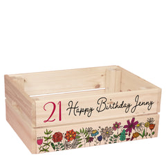 Personalised 21st Birthday Flower Crate Box Gift For Her