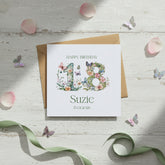 Personalised Luxury Linen 18th Birthday Card, Granddaughter Daughter Sister Niece Cousin Friend, Teen Girl Floral Numbers Personalised Cards ukgiftstoreonline