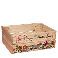Personalised 18th Birthday Flower Crate Box Gift For Her