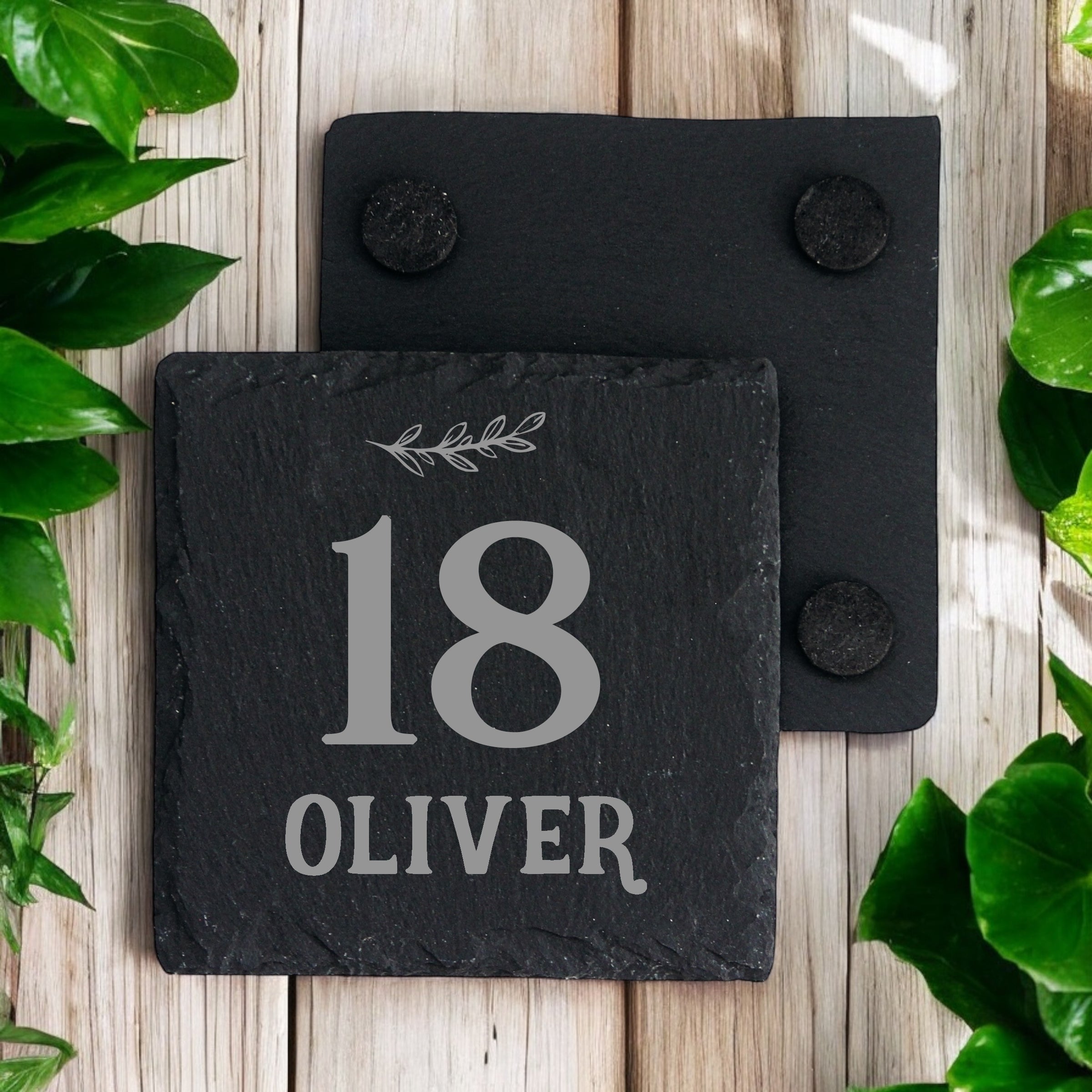 Personalised Elegant 18th Birthday Slate Stone Drink Coaster With any Name Personalised Slates ukgiftstoreonline