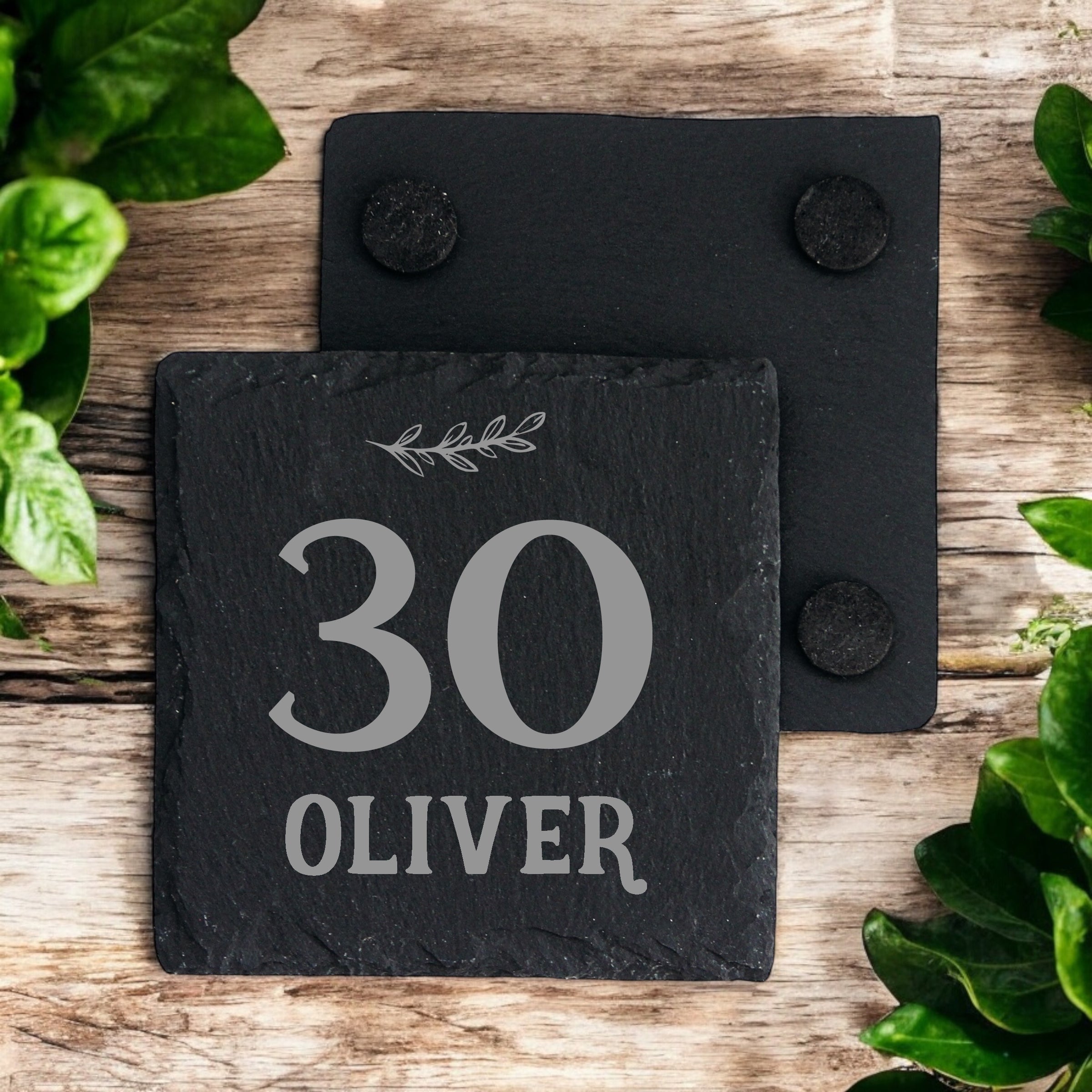 Personalised Elegant 30th Birthday Slate Stone Drink Coaster With any Name Personalised Slates ukgiftstoreonline