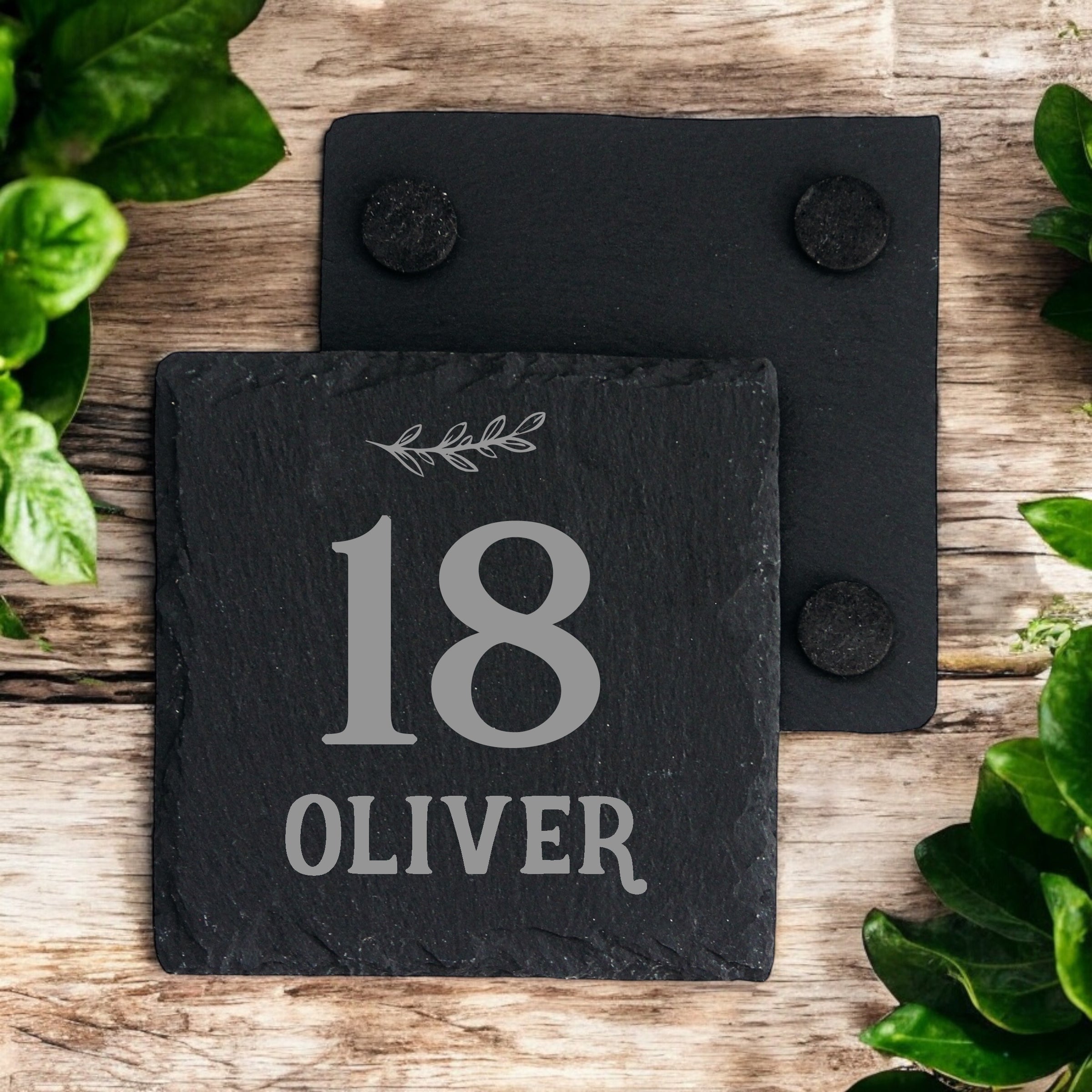 Personalised Elegant 18th Birthday Slate Stone Drink Coaster With any Name Personalised Slates ukgiftstoreonline