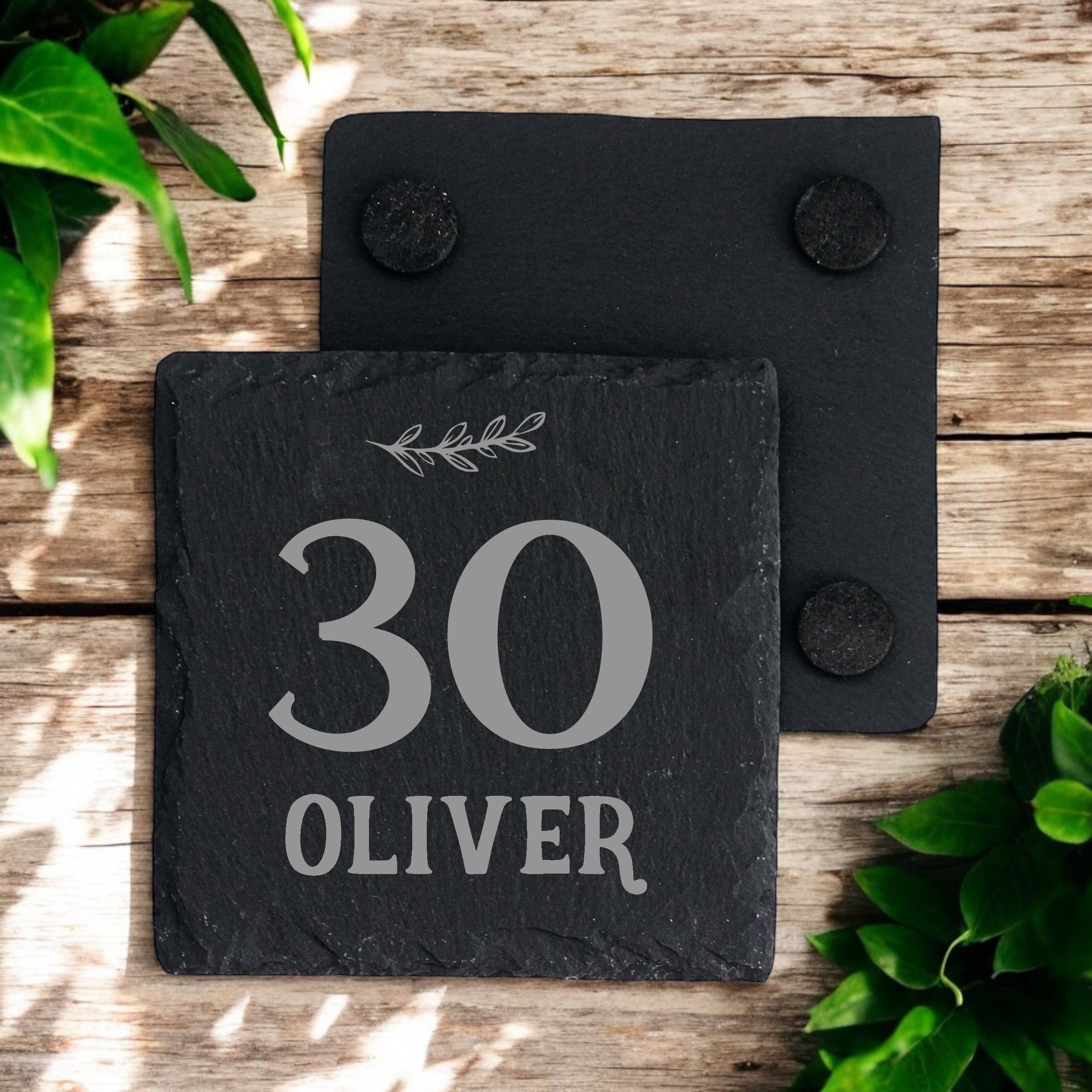 Personalised Elegant 30th Birthday Slate Stone Drink Coaster With any Name Personalised Slates ukgiftstoreonline