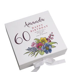 Personalised 60th Birthday Keepsake Box Customised With Flowers and Sentiment ukgiftstoreonline