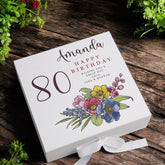 Personalised 80th Birthday Keepsake Box Customised With Flowers and Sentiment