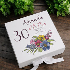 Personalised 30th Birthday Keepsake Box Customised With Flowers and Sentiment ukgiftstoreonline