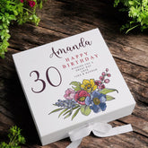 Personalised 30th Birthday Keepsake Box Customised With Flowers and Sentiment