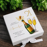 Personalised 21st Birthday Keepsake Box Customised With Champagne Bottle and Sentiment