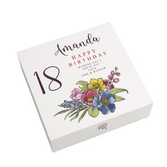 Personalised 18th Birthday Keepsake Box Customised With Flowers and Sentiment