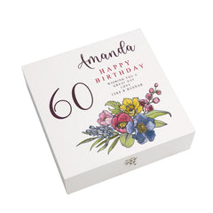 Personalised 60th Birthday Keepsake Box Customised With Flowers and Sentiment ukgiftstoreonline
