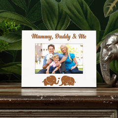 White Engraved Mummy Daddy and Me Family Photo Frame Gift