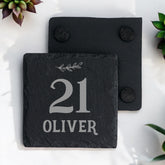 Personalised Elegant 21st Birthday Slate Stone Drink Coaster With any Name Personalised Slates ukgiftstoreonline