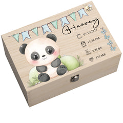 Personalised Wooden Baby Memory Keepsake Box With Cute Animals