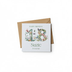 Personalised Luxury Linen 18th Birthday Card, Granddaughter Daughter Sister Niece Cousin Friend, Teen Girl Floral Numbers Personalised Cards ukgiftstoreonline