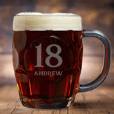 Personalised Birthday Any Age Engraved Traditional Dimple Beer Mug Tankard Glass Gift
