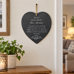 Personalised Cousin Brother Memorial Remembrance Slate Plaque Heart Personalised Heart Gifts ukgiftstoreonline