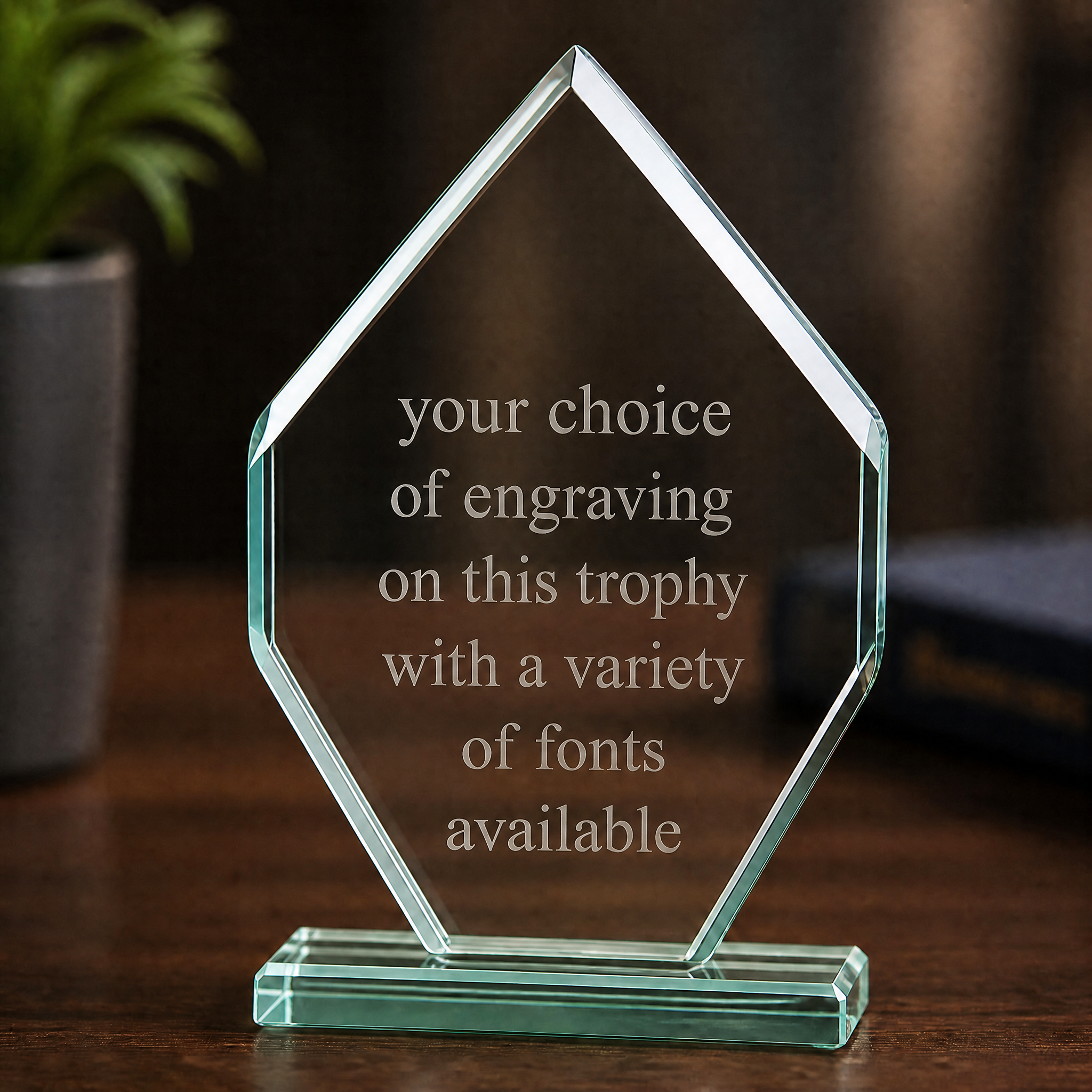 Jade Glass Personalised 15cm Award Trophy Any Engraving or Occasion Diamond Shape Jade Glass ukgiftstoreonline