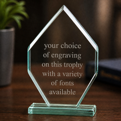 Jade Glass Personalised 15cm Award Trophy Any Engraving or Occasion Diamond Shape Jade Glass ukgiftstoreonline