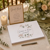 Personalised Wedding Guest Book, Large A4 Linen Cover, Floral Design Guest Book ukgiftstoreonline