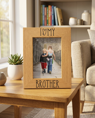 Brother Photo Frame – Engraved Oak Wood Finish Frame Brother Photo Frame ukgiftstoreonline