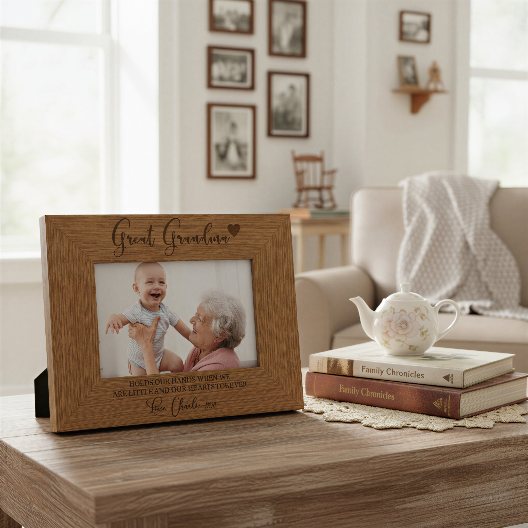 Personalised Great Grandma Wooden Engraved Photo Frame Gift Grandma Photo Frame ukgiftstoreonline
