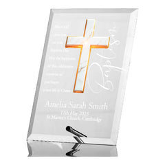 Personalised Baptism Keepsake Plaque Gift With Marble Cross