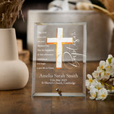 Personalised Baptism Keepsake Plaque Gift With Marble Cross