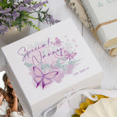 Personalised Special Nanny Pink & Purple Butterfly Gift Keepsake Memory Box