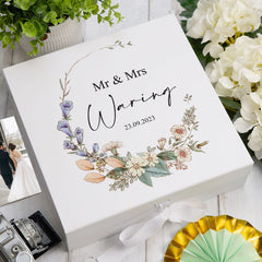 Wedding Day Gift Personalised Keepsake Memory Box With Wildflowers