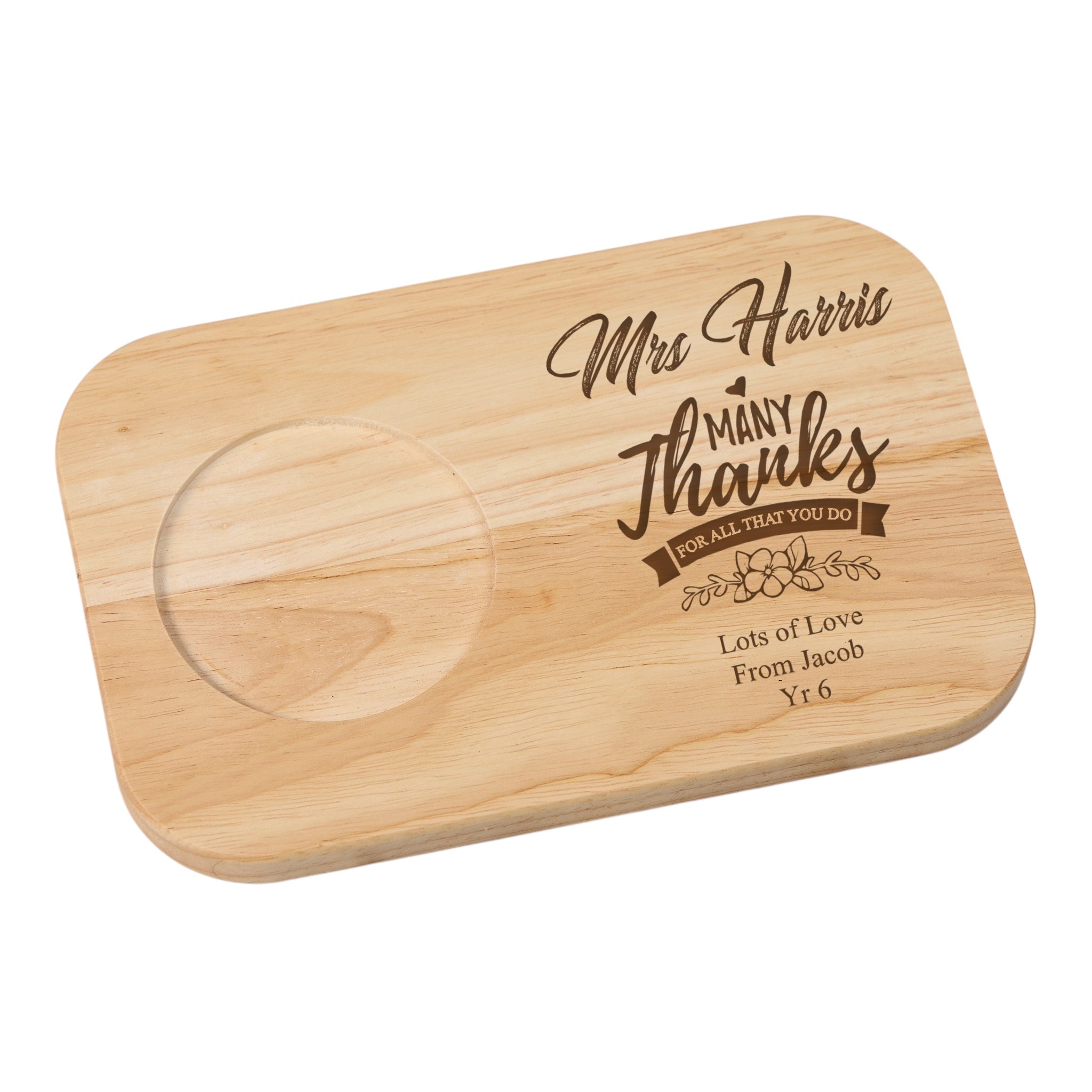 Personalised Many Thanks Teacher Wooden Drink Serving Board ukgiftstoreonline