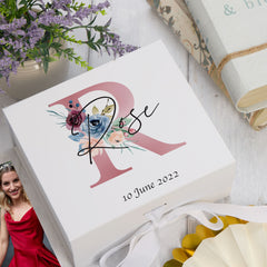 Personalised Any Name Pink Monogram Sentiment Keepsake Memory Box