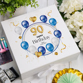 ukgiftstoreonline 90th Birthday Gift Personalised Keepsake Memory Box With Blue Balloons