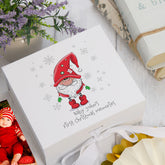 Personalised Baby's First Christmas Keepsake Box With Santa Gnome