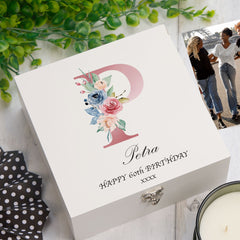 ukgiftstoreonline Personalised Pink Letter Monogram Keepsake Memory Box