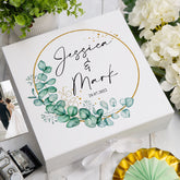 Personalised Wedding Keepsake Box Gift With Wreath and Eucalyptus