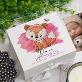 ukgiftstoreonline Personalised Baby Girl Cute Fox Design Keepsake Memory Box
