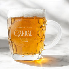Personalised Engraved Grandad Dimple Beer Mug Glass Gift