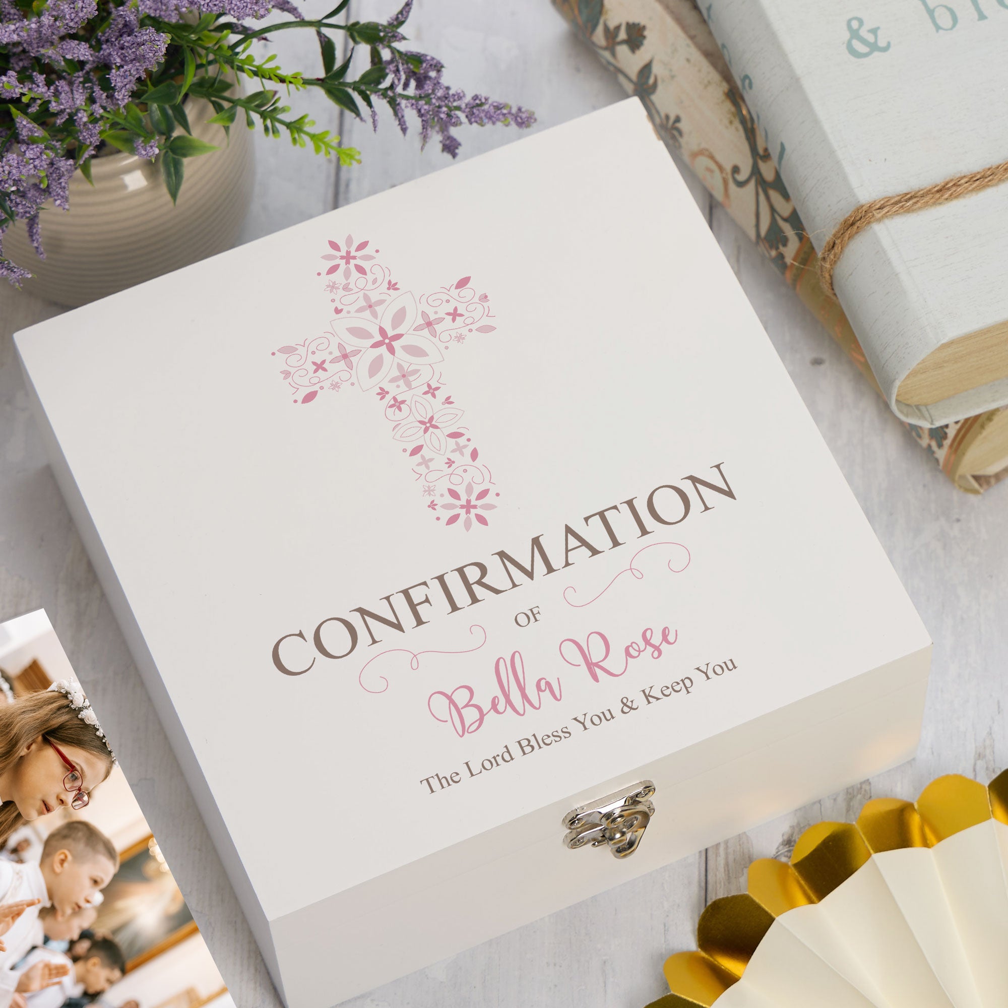 ukgiftstoreonline Personalised Confirmation Ornate Cross Keepsake Memory Box Keepsake Memory Box ukgiftstoreonline