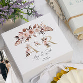 ukgiftstoreonline Personalised Boho Style Golden Text Wedding Keepsake Memory Box Gift