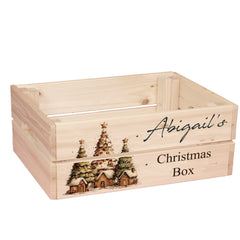 Personalised Christmas Crates With Trees Christmas Box