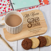 Personalised Gift For Teacher Wooden Drink Serving Board Super Teacher Quote ukgiftstoreonline