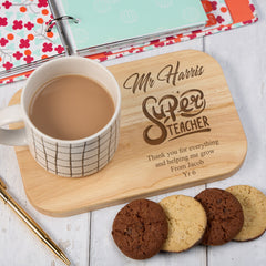Personalised Gift For Teacher Wooden Drink Serving Board Super Teacher Quote ukgiftstoreonline
