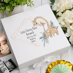 Personalised Baby Keepsake Memory Box Cute Giraffes UV-817